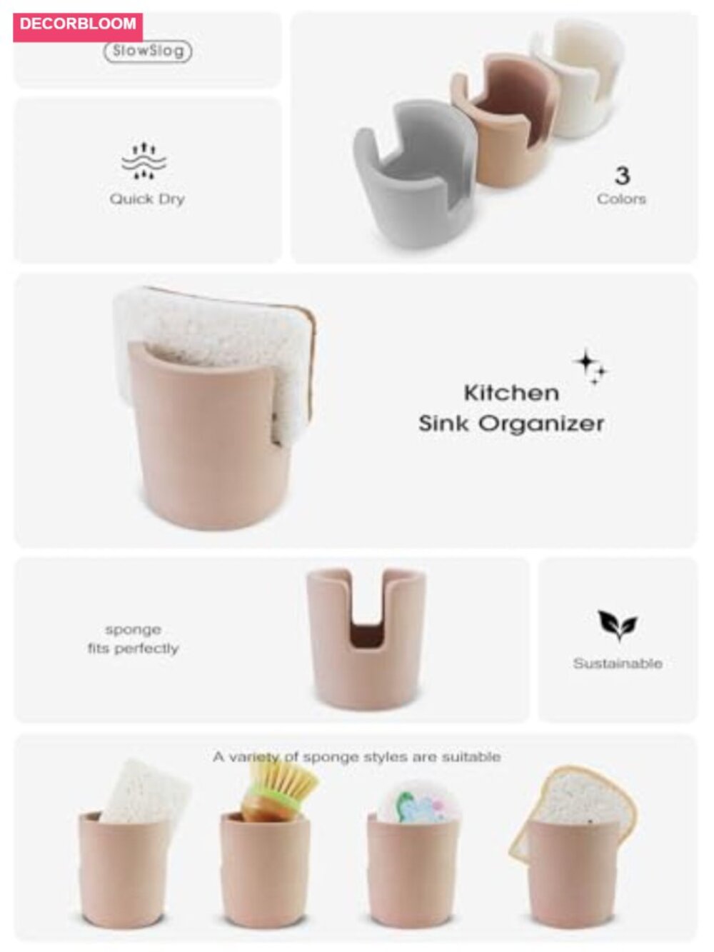 Natural Diatomite Quick Dry Sponge Holder for Kitchen Counter - Picture 3 of 6